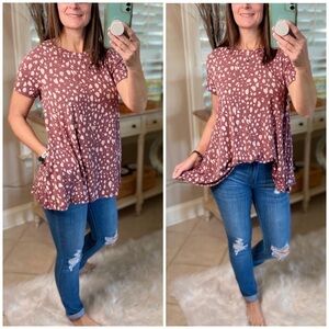 Pocket Splatter Short Sleeve Floaty Burgundy 5120